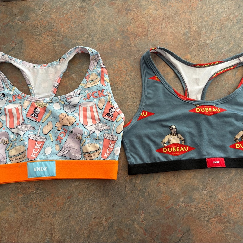 Women's Printed Sports Bras - Blue and Gray